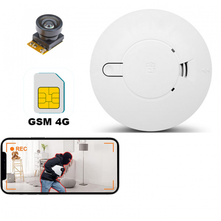 Microcameras - Smoke Detector with HD Spy Video Camera and Microphone GSM 4G/5G – Real-Time Transmission via Internet Using SIM Card – No Wi-Fi Router Needed – Motion Sensor – iOS/Android App [Y82]