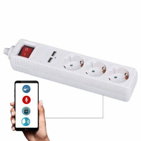 Registratori vocali - Ciabatta 220V con microfono spia GSM 4G
