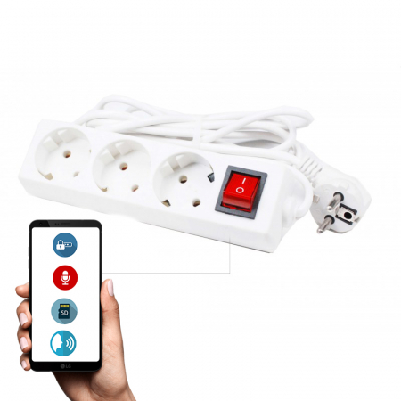 Registratori vocali - Ciabatta 220V con microfono spia GSM 4G e controllo da app