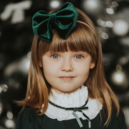 Velvet Collection - Carla Royal Green Bow