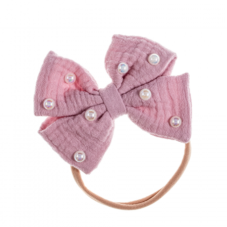 Bentițe - Lina Pink Bow & Pearls