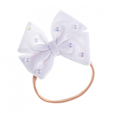 Velvet Collection - Lina White Bow & Pearls
