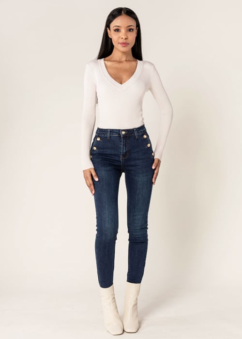 Blugi dama albastri inchis slim Nina Carter P217-2A M9