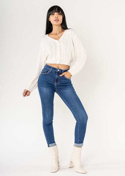 Blugi dama albastrii Slim Fit Nina Carter P605-1 M10