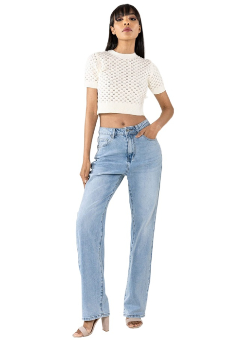 Blugi dama drepti Nina Carter albastru deschis T002-4 M7 [3]