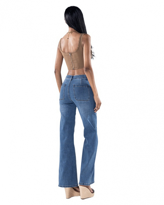 Blugi dama evazati Nina Carter albastru inchis P195-1 M10 [3]