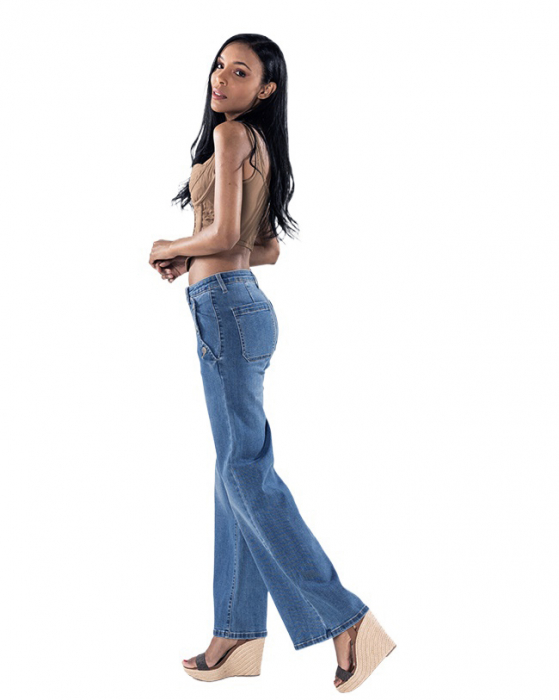 Blugi dama evazati Nina Carter albastru inchis P195-1 M10 [2]