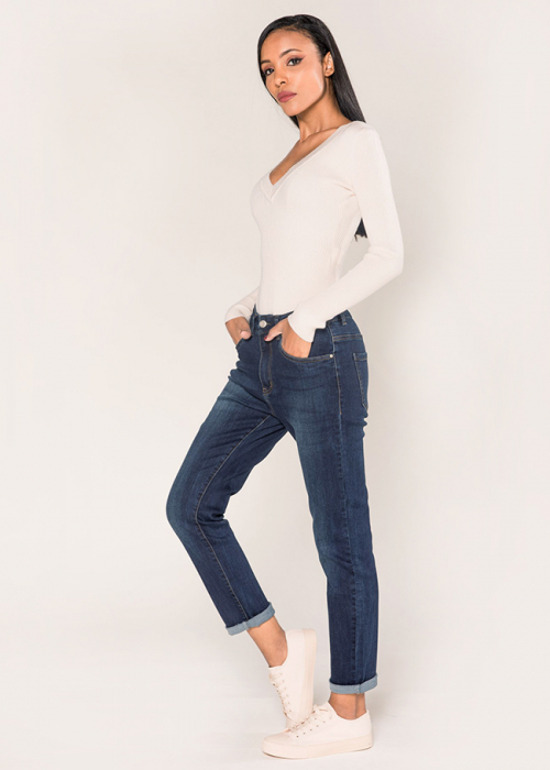 Blugi dama mom fit Nina Carter albastru inchis P189-2 M7 [4]