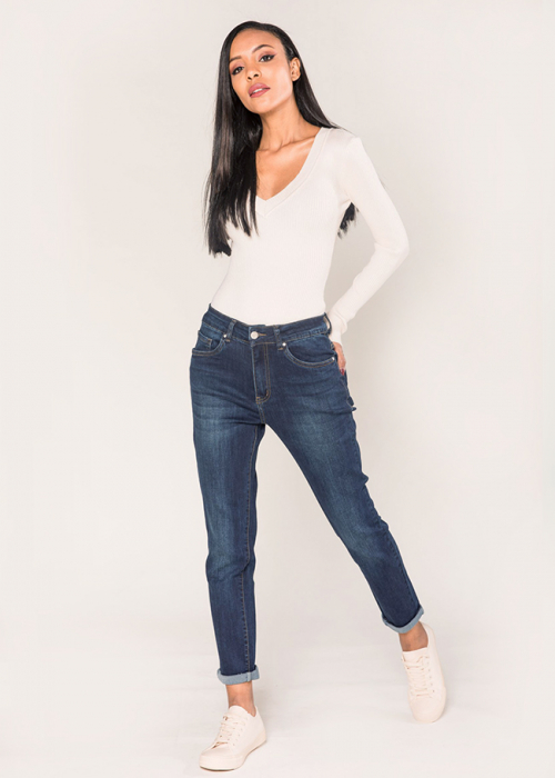 Blugi dama mom fit Nina Carter albastru inchis P189-2 M7 [1]