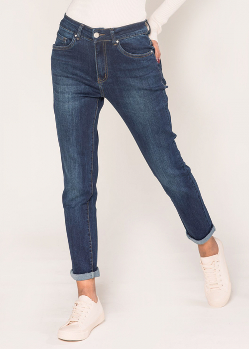 Blugi dama mom fit Nina Carter albastru inchis P189-2 M7 [2]