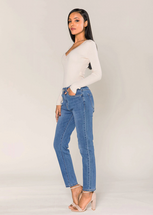 Blugi dama mom fit Nina Carter albastru inchis P189-5 M7 [4]
