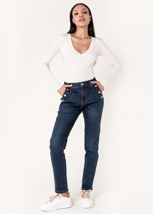 Blugi dama mom fit Nina Carter albastru inchis P216 M10 [3]
