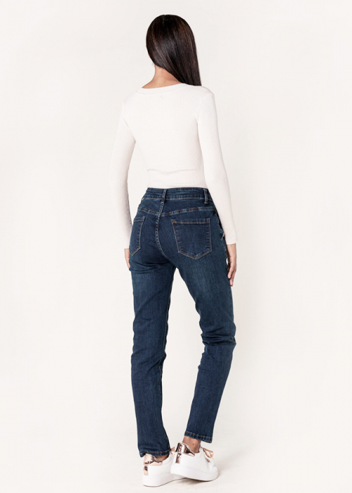 Blugi dama mom fit Nina Carter albastru inchis P216 M10 [5]