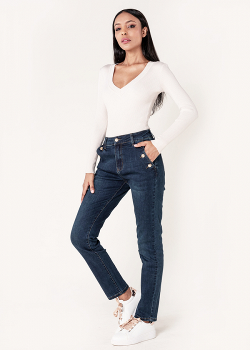 Blugi dama mom fit Nina Carter albastru inchis P216 M10 [1]