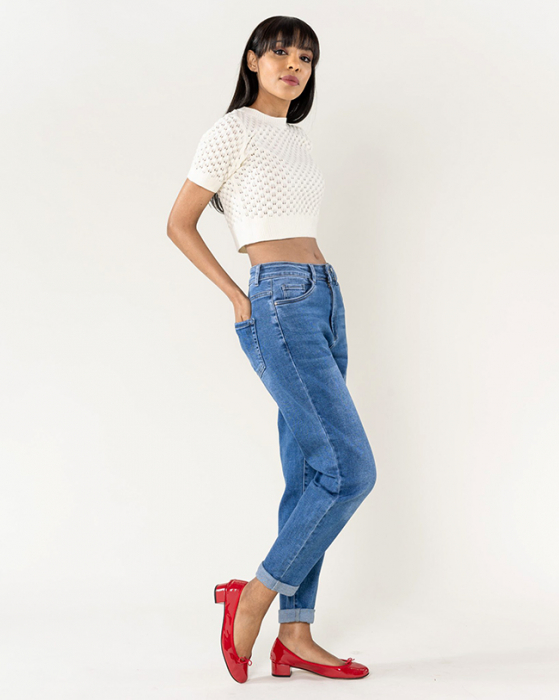 Blugi dama Mom Fit Nina Carter albastru inchis P502-5 M8 [3]