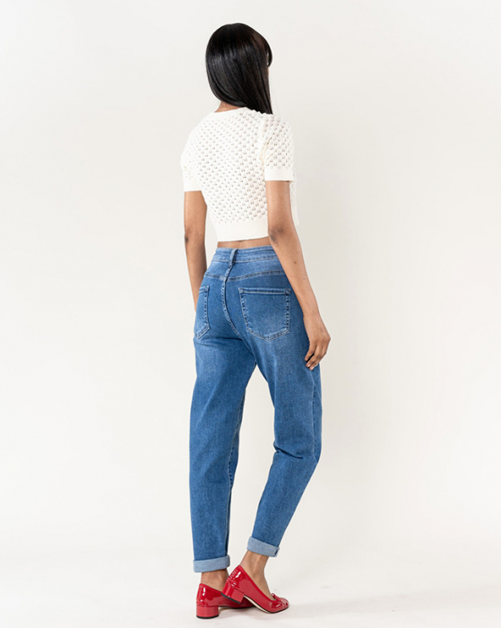 Blugi dama Mom Fit Nina Carter albastru inchis P502-5 M8 [4]
