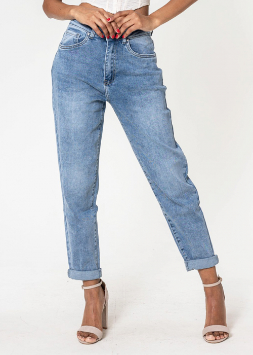 Blugi dama mom fit Nina Carter albastru P502-21 M7 [2]