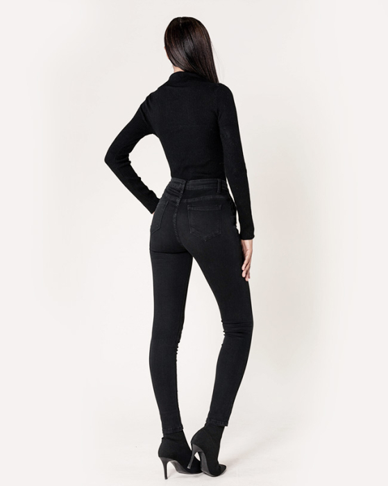 Blugi dama negri slim cu nasturi Nina Carter P217-8A M9 [5]