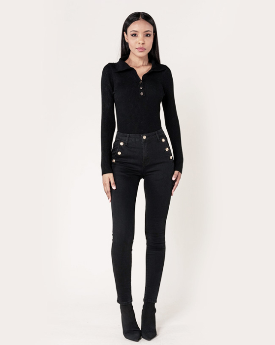 Blugi dama negri slim cu nasturi Nina Carter P217-8A M9