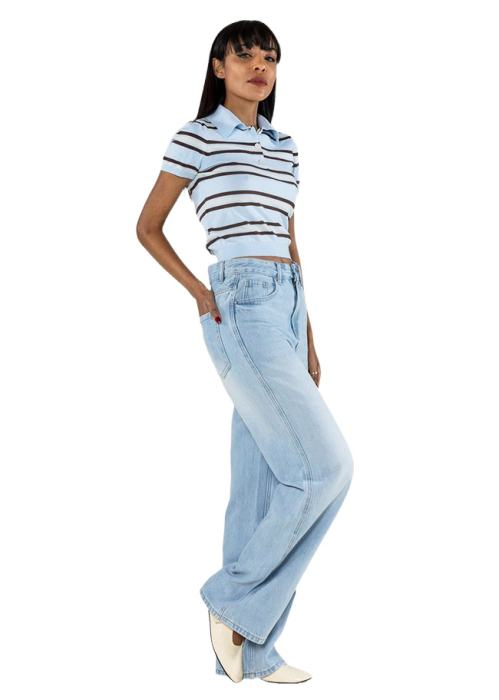 Blugi dama wide leg Nina Carter albastru deschis T001-1 M7 [4]