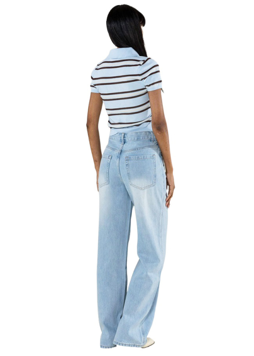 Blugi dama wide leg Nina Carter albastru deschis T001-1 M7 [5]