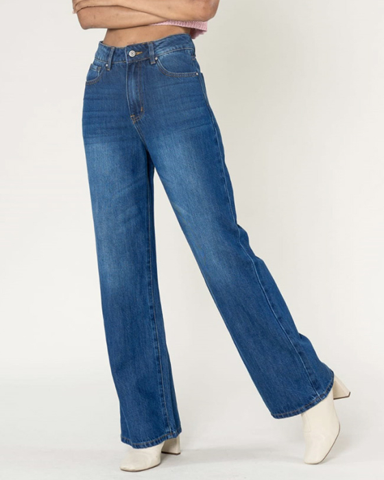 Blugi dama wide leg Nina Carter albastru T001-4 M7 [2]