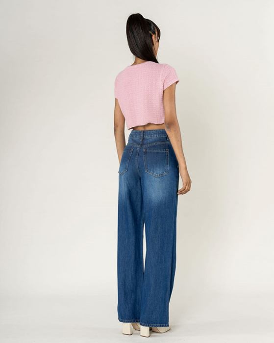 Blugi dama wide leg Nina Carter albastru T001-4 M7 [5]