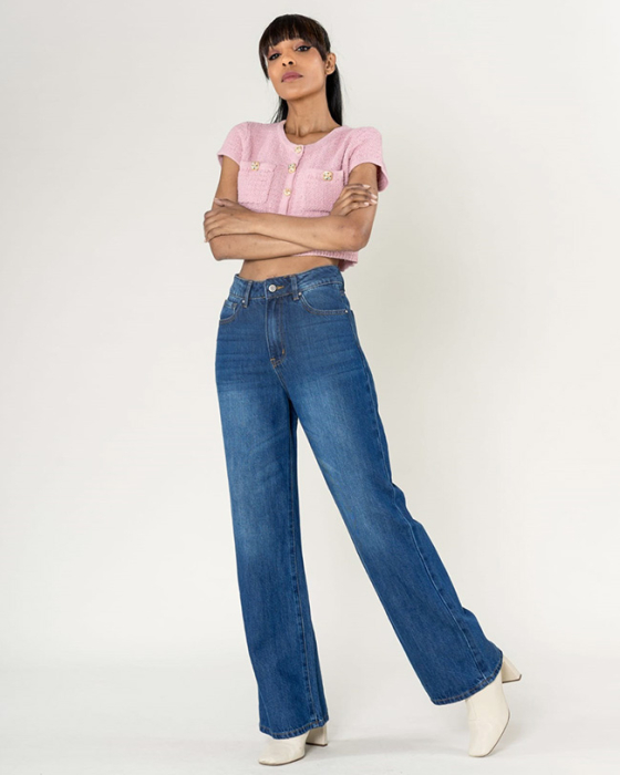 Blugi dama wide leg Nina Carter albastru T001-4 M7