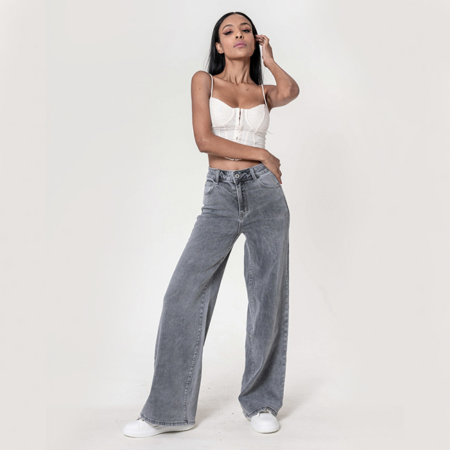 Blugi dama wide leg Nina Carter gri YY300-7 M10 [2]