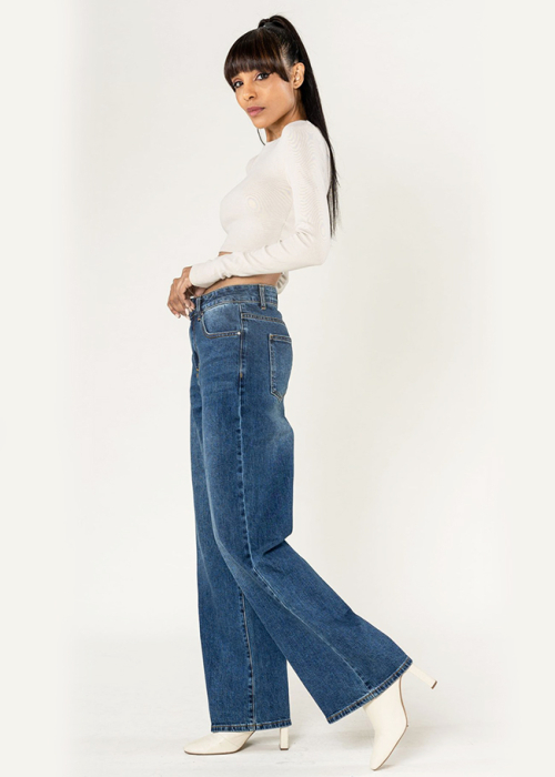Blugi de dama albastri Wide Leg cu talie inalta Nina Carter T005-2 M9 [3]