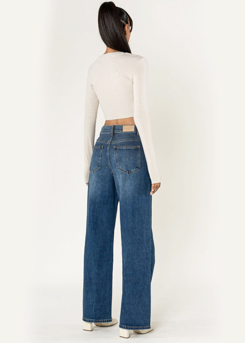 Blugi de dama albastri Wide Leg cu talie inalta Nina Carter T005-2 M9 [5]
