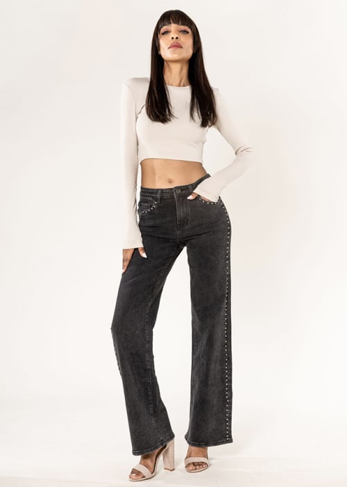 Blugi de Dama Evazati cu Talie Inalta si Tinte Nina Carter P628-92 M8