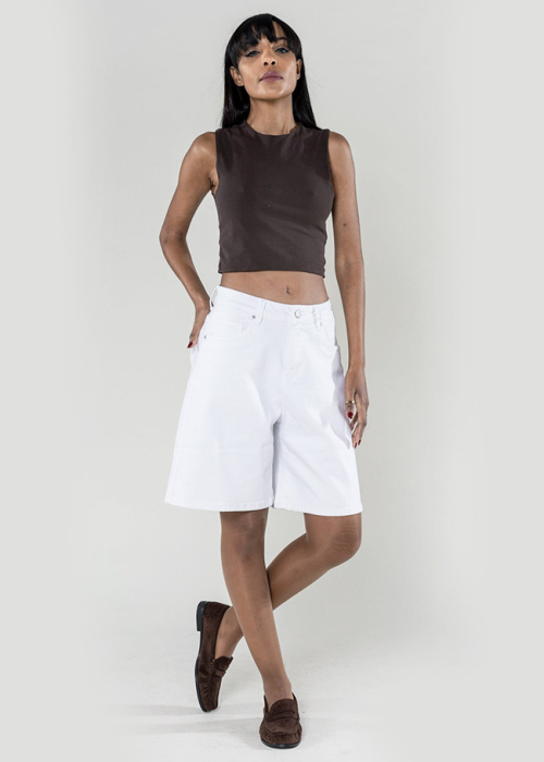 Blugi scurti albi wide leg P617-10C M7 [2]