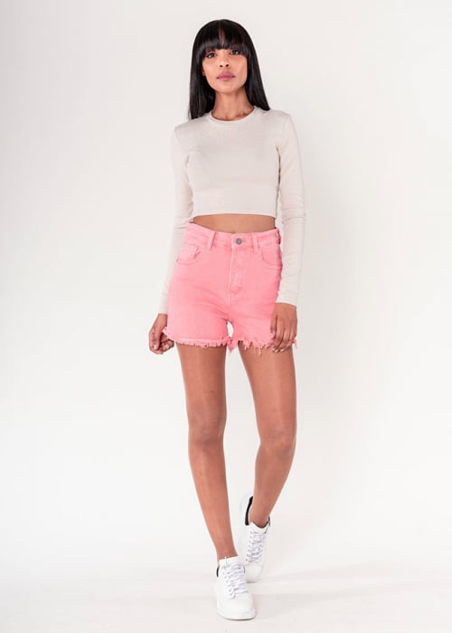 Blugi scurti coral Nina Carter cu terminatii franjurate J231-7 M7