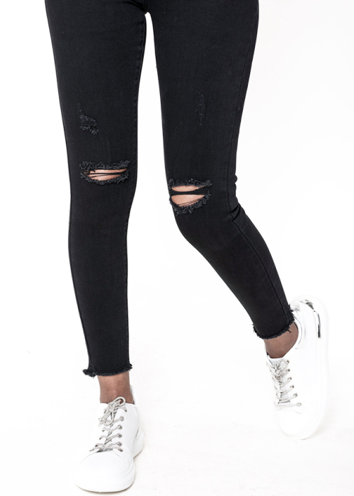 Blugi slim dama cu detalii rupte, Albastru P501-8 M10 [6]
