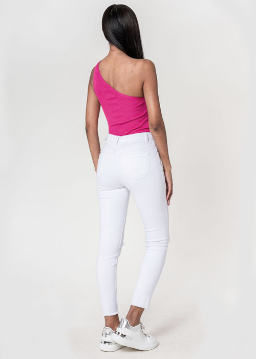 Blugi slim dama cu detalii rupte, Albi P501-10 M10 [3]