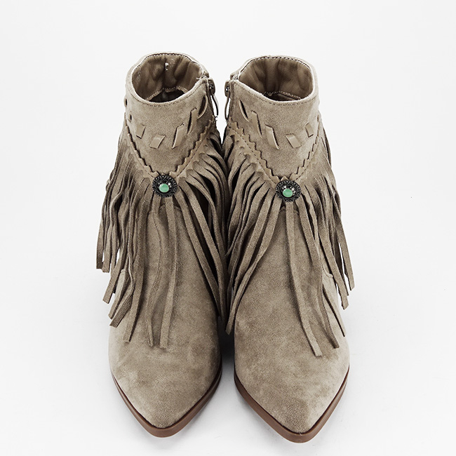 Botine cu franjuri bej inchis  9575 115 [8]