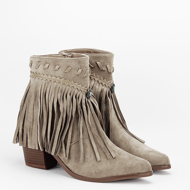 Botine cu franjuri bej inchis  9575 115 [7]