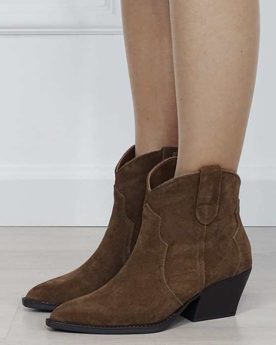 Botine camel din piele naturala cu toc comod 6338A 114 [2]