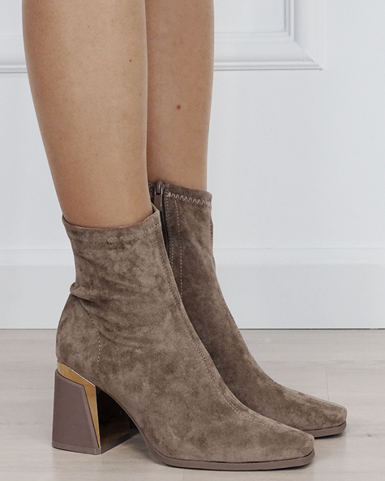 Botine dama kaki cu toc gros 2908A 19 [7]