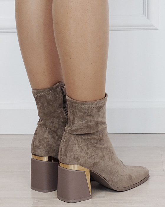 Botine dama kaki cu toc gros 2908A 19 [5]