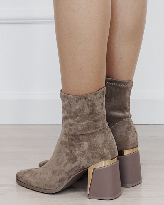 Botine dama kaki cu toc gros 2908A 19 [3]