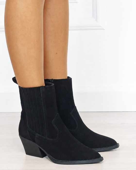 Botine din piele naturala tip ciocate negre 6350A 117 [3]