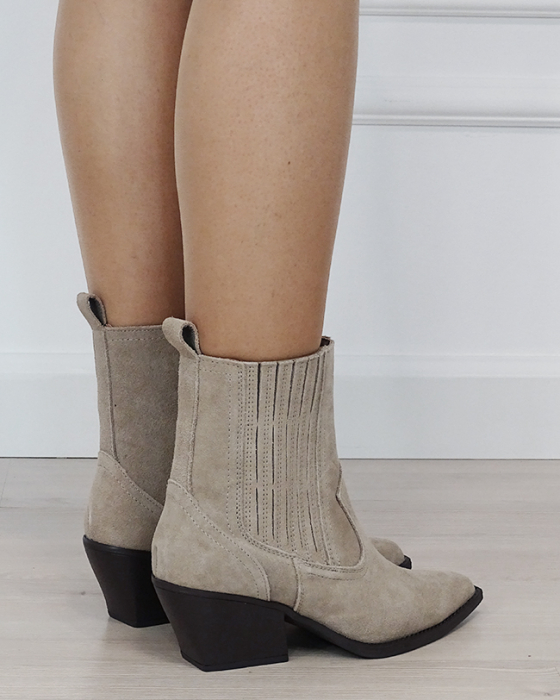 Botine din piele naturala tip ciocate bej 6350A 117 [5]
