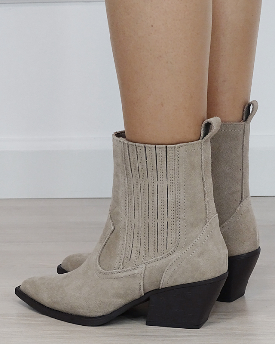 Botine din piele naturala tip ciocate bej 6350A 117 [3]