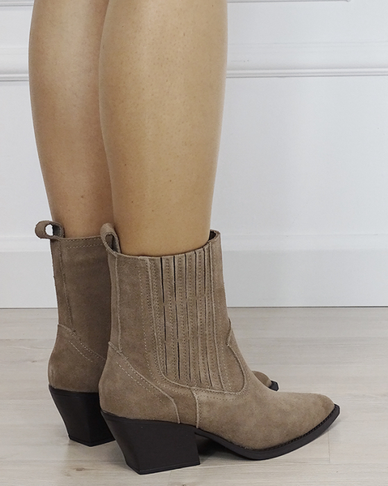 Botine din piele naturala tip ciocate kaki 6350A 117 [5]