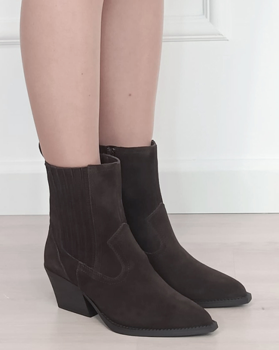 Botine din piele naturala tip ciocate maro ciocolatiu 6350A 117 [6]
