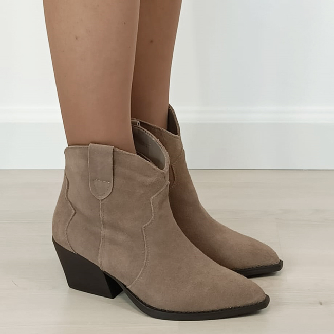 Botine kaki din piele naturala cu toc comod 6338 114 [6]