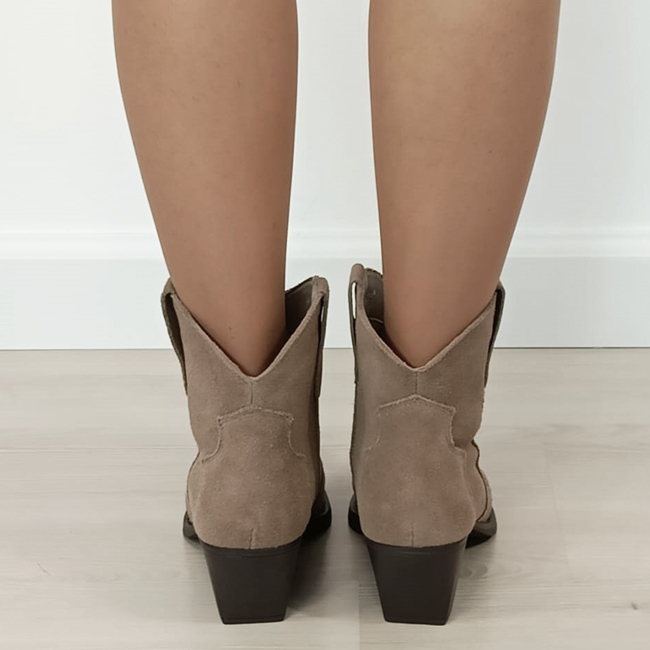 Botine kaki din piele naturala cu toc comod 6338 114 [4]