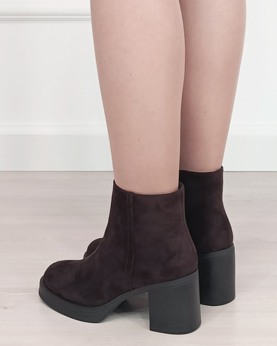 Botine maro elegante cu toc gros 6322-1 117 [3]